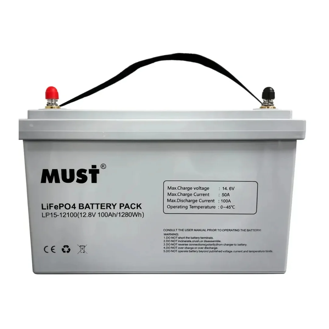 Batería de Litio MUST 24V 100Ah LiFePO4 BMS 6000 Ciclos